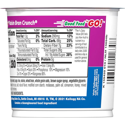 Kellogg'S  Crunch Breakfast Cereal Cups, Fiber Cereal, Made with Real Fruit, Original, 33.6Oz Case (12 Cups)