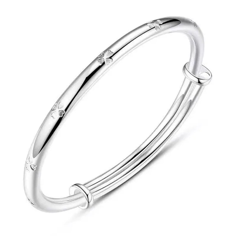 FASHION 925 Sterling Silver Charm Lucky Four-leaf Clover Bracelets Bangles for Women Fashion Party Wedding Jewelry Adjustable Gifts