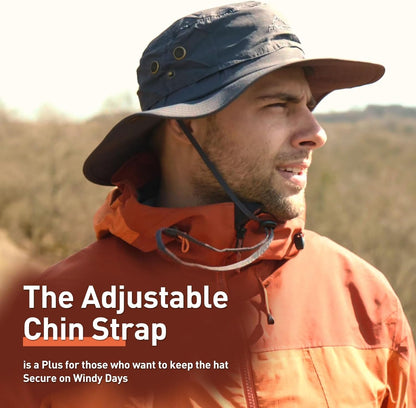 Oversize XL XXL Large Wide Brim Waterproof UPF 50+ Bucket Sun Summer Travel Fishing Hiking Fisherman Hat Detachable Chin