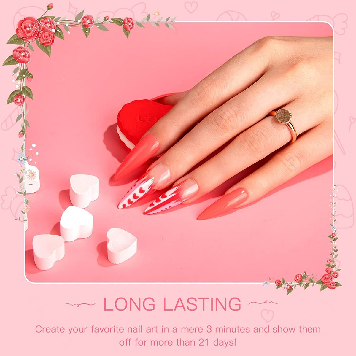 Beetles Gel Nail Polish, 6 Colors Nude Pink Rose Red Milky White Gel Polish, Sweetheart Candies Collection Soak Off UV LED Nail Lamp Light Nails Spring Summer Easter Gel Nail