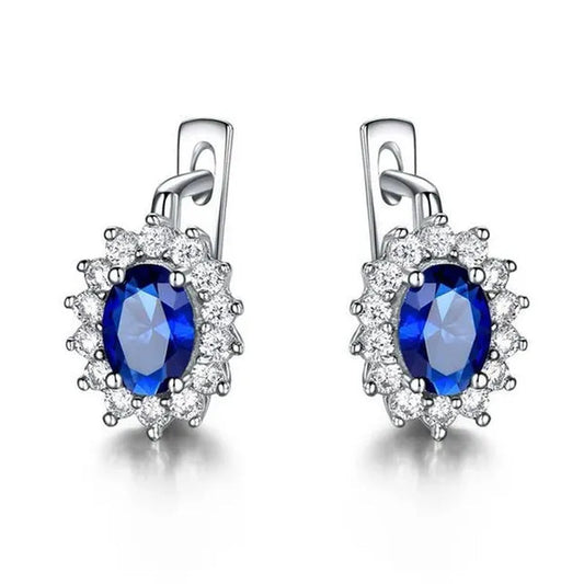 Majesty Diamonds MDS210244 Oval Blue Nano Sapphire Dangle & Drop Earrings in 0.925 White Sterling Silver
