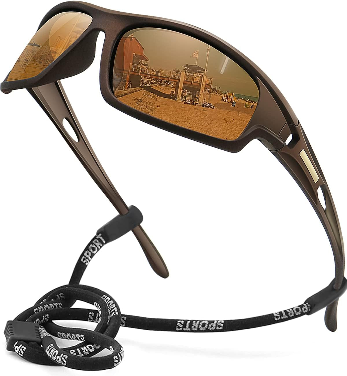 Polarized Sports Sunglasses for Men 100% UV Protection Wrap Around Unbreakable Sun Glasses for Fishing Driving