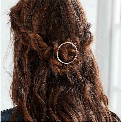 round Circle Hair Clip Gold Open Circle Hair Clip Minimal Hair Barrette Holder for Women and Girls (Gold)