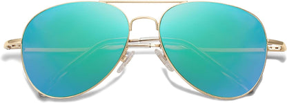 Classic Aviator Sunglasses for Women Men Metal Spring Hinges SJ1030