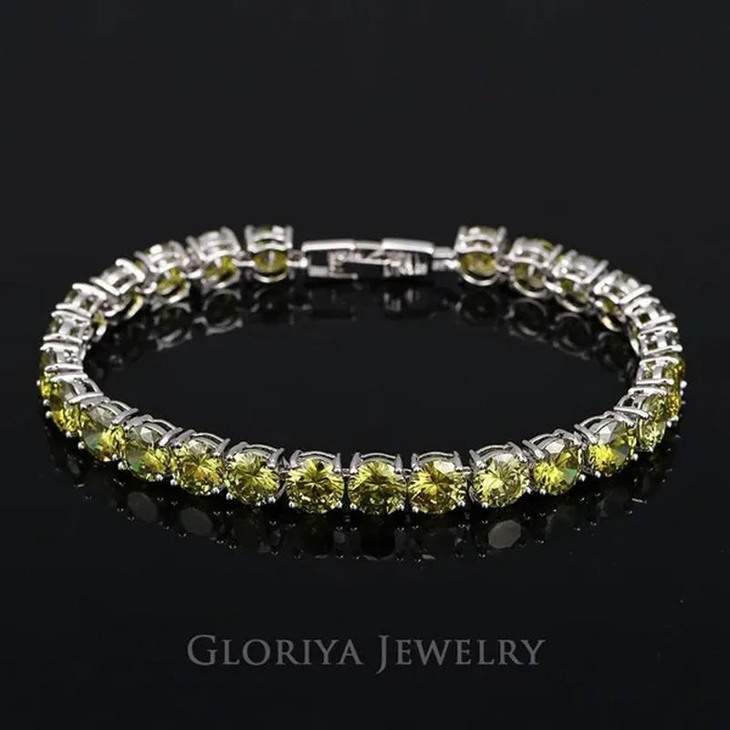 Gloriya Perfect Round Cut 0.5 carat AAA+ CZ Zirconia Silver Plated Classic Ladies Wedding Bracelets Bangles For Women Engagement Gift