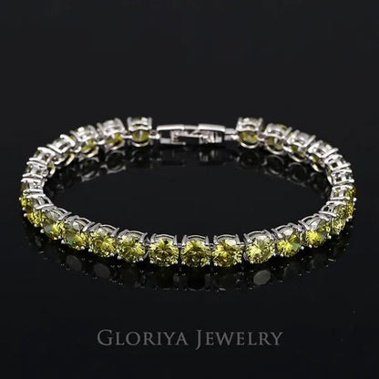 Gloriya Perfect Round Cut 0.5 carat AAA+ CZ Zirconia Silver Plated Classic Ladies Wedding Bracelets Bangles For Women Engagement Gift