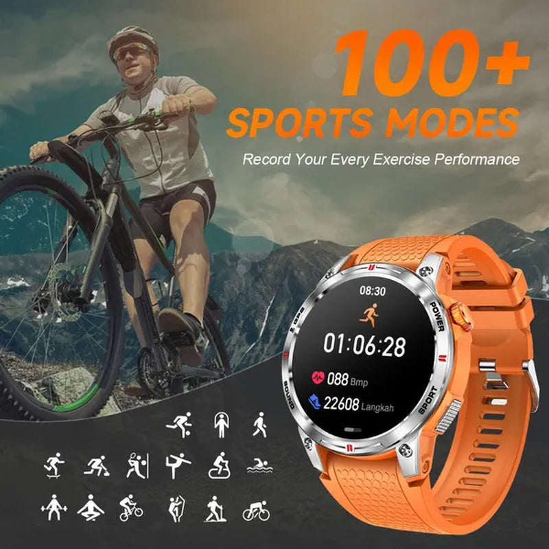 LIGE GPS 100+ Sport Modes Smart Watch Men Compass Military With LED Flashlight Bluetooth Call Sport Tracker IP68 Waterproof Smartwatch For Women Android IOS