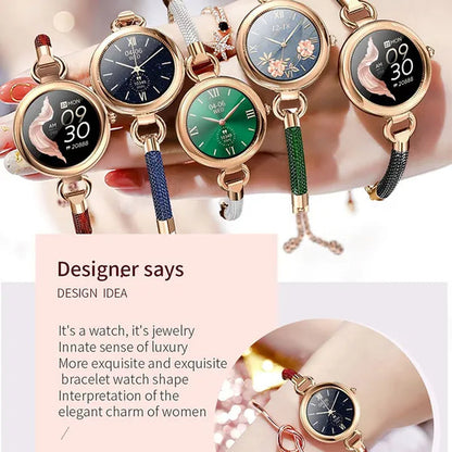 Women Lovely Diamond Bracelet Smart Watch Full Touch Screen Sports Fitness Tracker IP67 Waterproof Women's Smartwatch for Android IOS