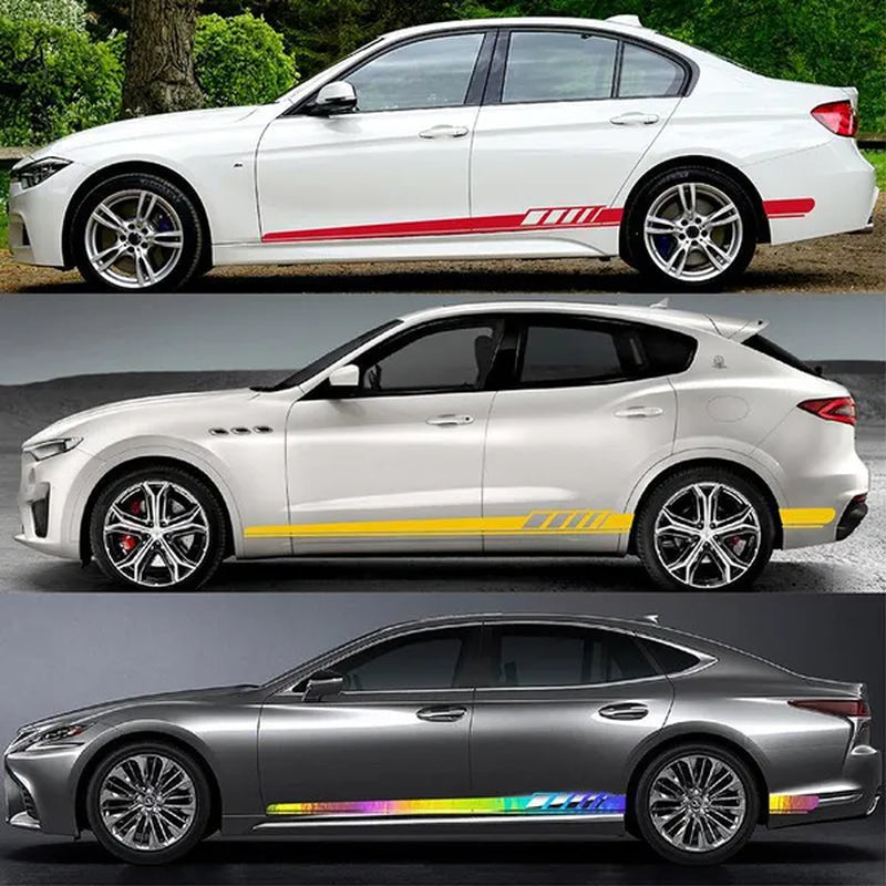 2PCS Long Stripe Decal Car Stickers Car Racing Auto Side Body Stickers Stripe Fashion Waterproof Vinyl Decal