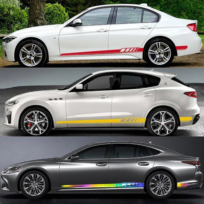 2PCS Long Stripe Decal Car Stickers Car Racing Auto Side Body Stickers Stripe Fashion Waterproof Vinyl Decal