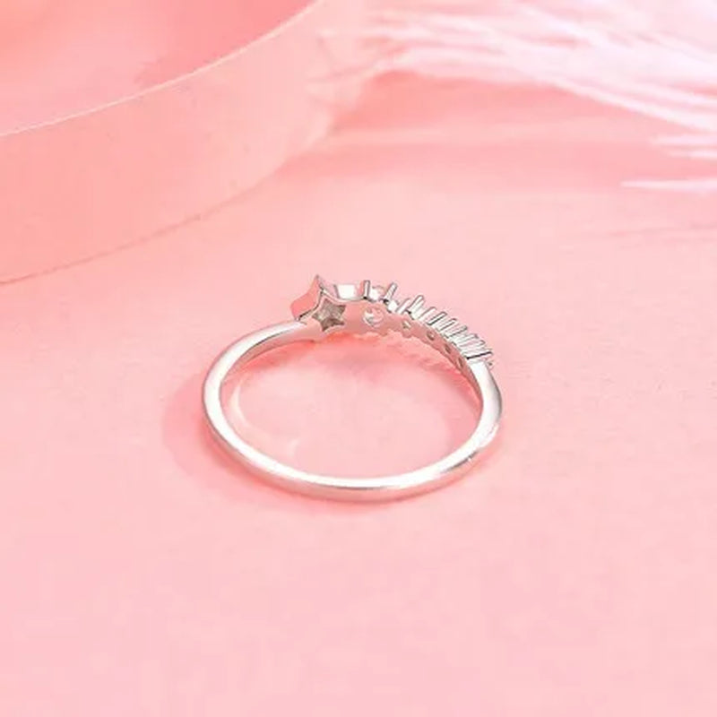 Mysterious Feeling 925 Sterling Silver Star Comet with Long Tail Diamond Wish Rings for Women Girl Lady