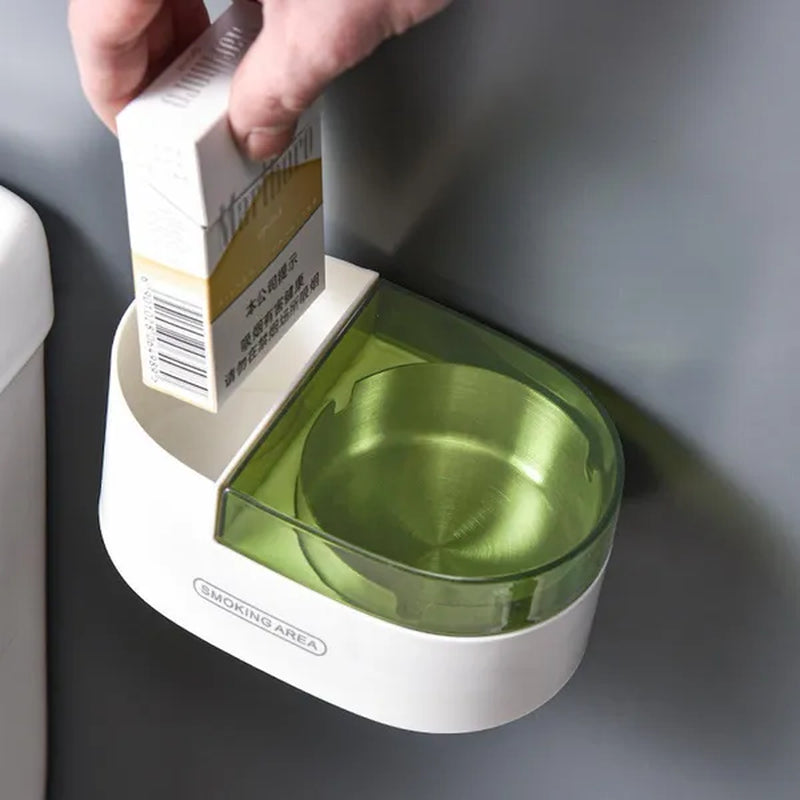 Stainless steel wall-mounted ashtray with lid,cigarette Storage Rack Creative Bathroom Wall Stainless Steel Ashtray