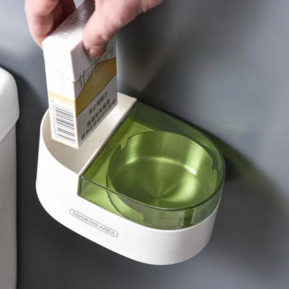 Stainless steel wall-mounted ashtray with lid,cigarette Storage Rack Creative Bathroom Wall Stainless Steel Ashtray