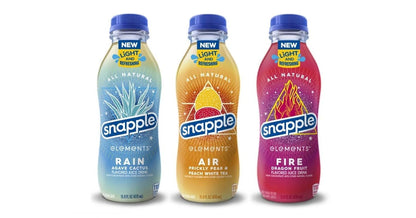 BOX Snapple JUICE DRINK VARIETY PACK, Fire Dragon Fruit, Air Prickly Pear & Peach White Tea, Rain Agave Cactus,15.9 Fl Oz Recycled Plastic Bottle, Pack of (9)