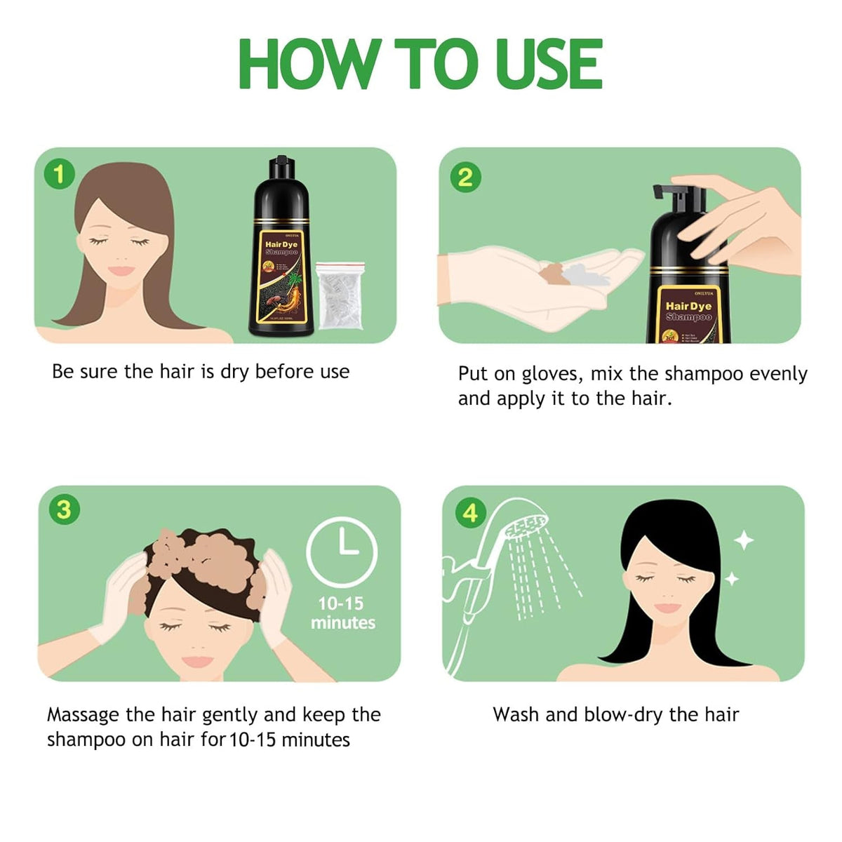 Hair Dye Shampoo , Dark Coffee Hair Dye, Dark Coffee Hair Shampoo