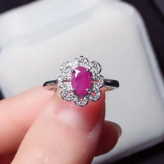 CoLife Jewelry 100% Natural Africa Ruby Ring for Woman 4*6mm Opaque Ruby Silver Ring 925 Silver Ruby Jewelry