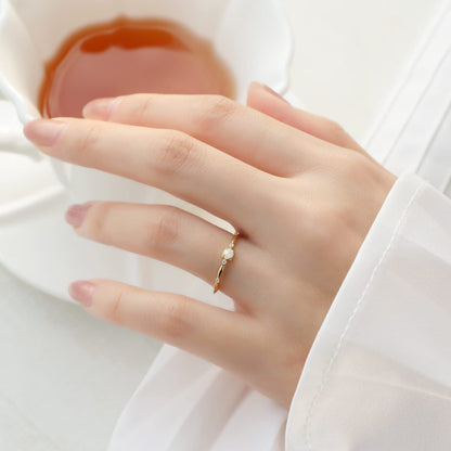 Sterling Silver Opal Ring for Women White Fire Opal October Birthstone Dainty Minimalist Stackable Ring Gold Promise Ring Size 5-9 (Rose Gold, 6.5)