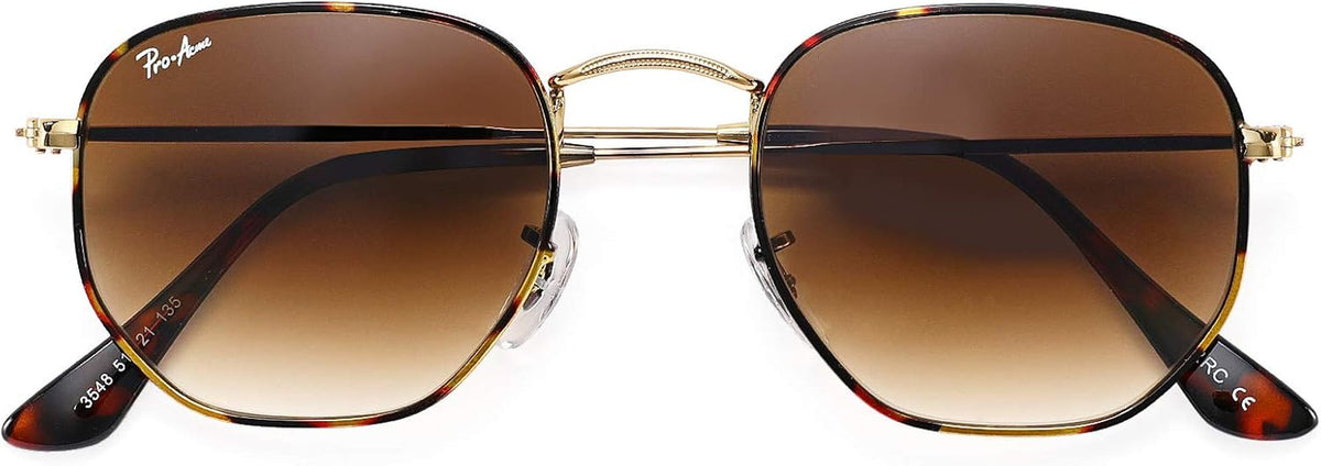 Small Square Sunglasses for Women Men 100% Real Glass Lens Hexagonal Frame