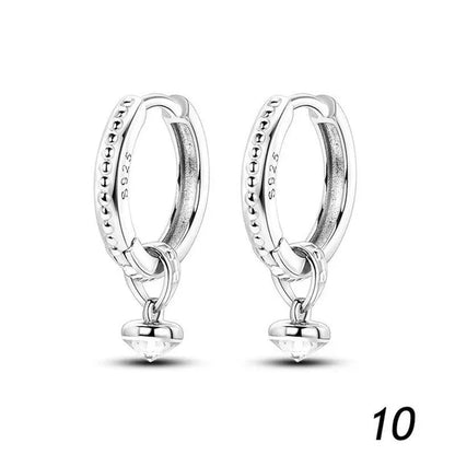 New 925 Sterling Silver Sparkling Two-Tone Zircon Stud Earrings European Fashion Women's Jewelry Earrings