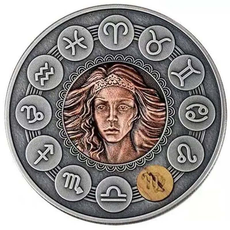 Zodiac 12 Constellation Relief Painting Commemorative Coins Replica Collectible Souvenir Gift
