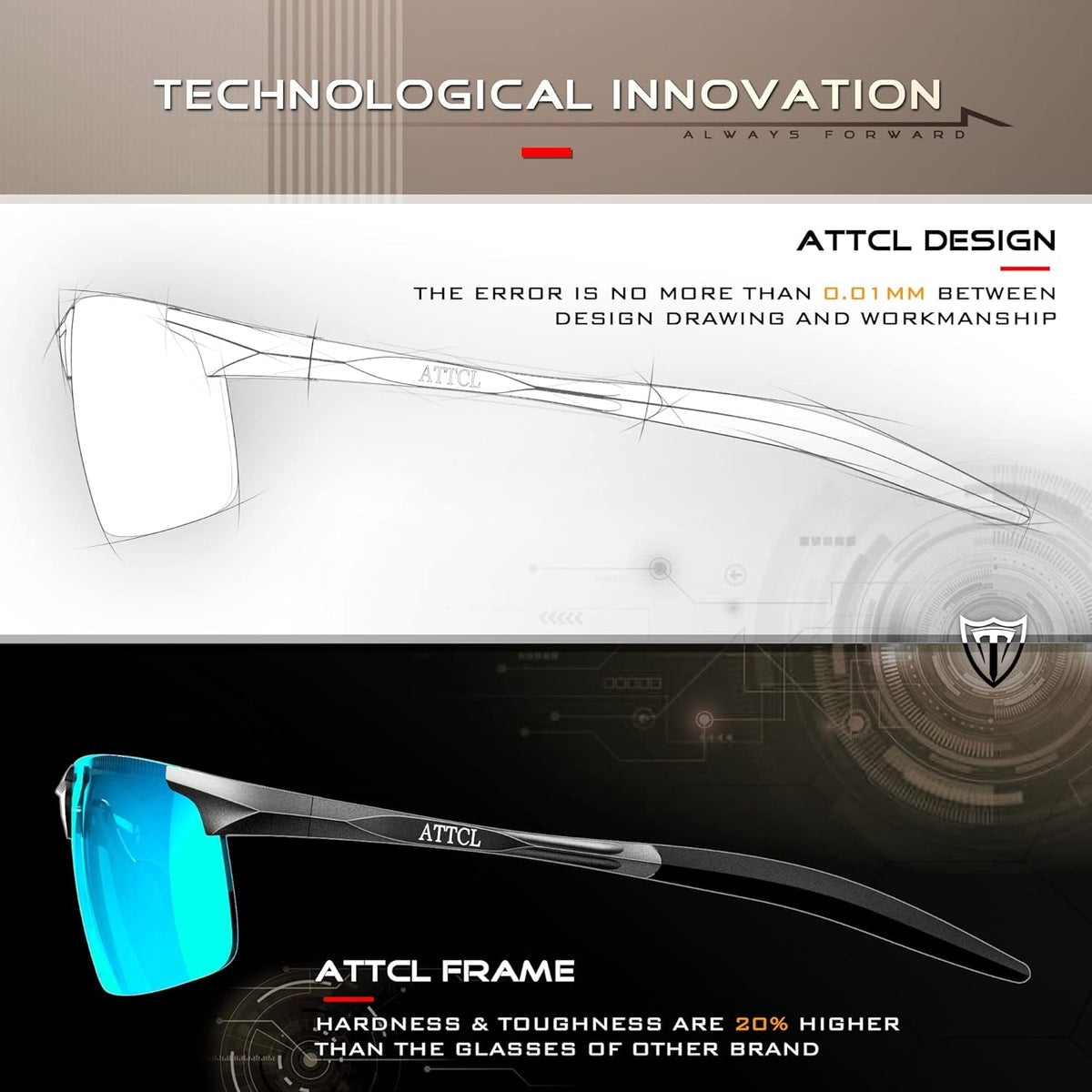 Men's Fashion Driving Polarized Sunglasses for Men - Al-Mg metal Ultralight Frame
