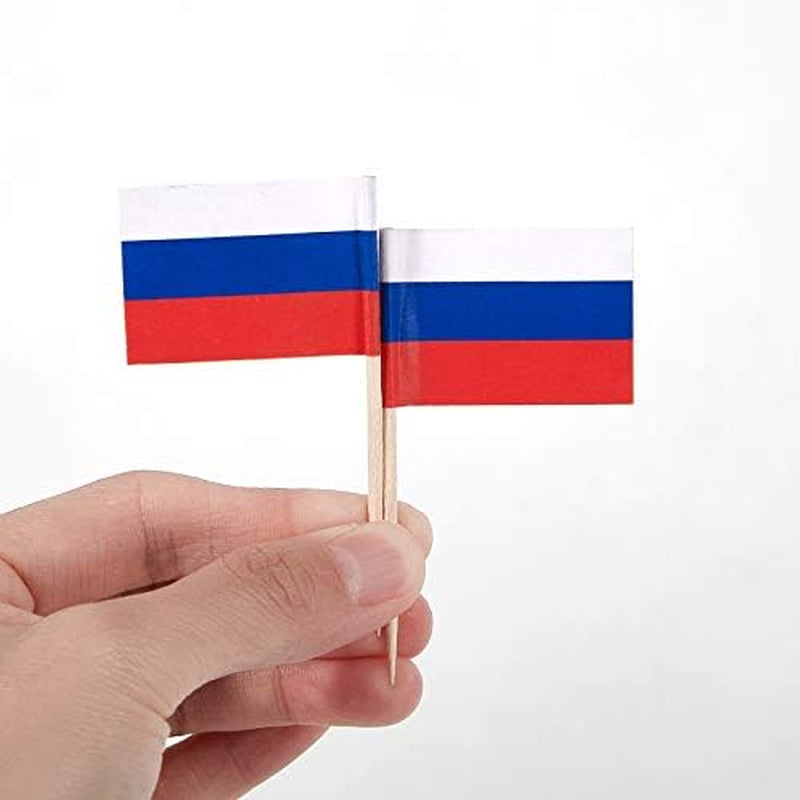 CYPS 100 Pcs Russia Flag Toothpicks, Mini Stick Cupcake Toppers, Country Picks for Parties & Celebrations