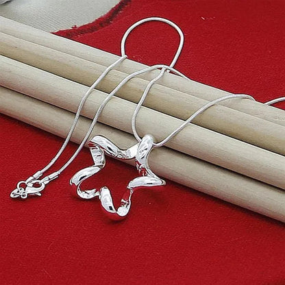 High Quality 925 Sterling Silver Starfish Pendant Necklace 16-30 Inch Snake Chain For Women Fashion Wedding Engagement Jewelry Gift