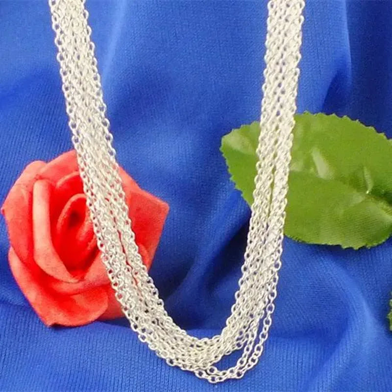 Fashion Jewelry 5pcs/3pcs 925 Sterling Silver "O" Shaped Chain Necklace (DIY Necklace)Size 16-24 Inch
