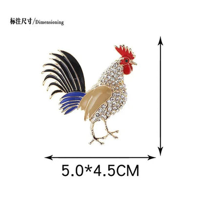 Funny colorful rhinestone enamel metal brooch woman clothing accessories animal chicken brooches holiday gift