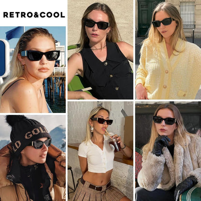 Retro Cat Eye Rectangle Polarized Sunglasses for Women Chunky Style MS52370