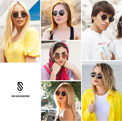 Round Polygon Polarized Sunglasses for Women Men Retro Classic Vintage Shades SJ1157