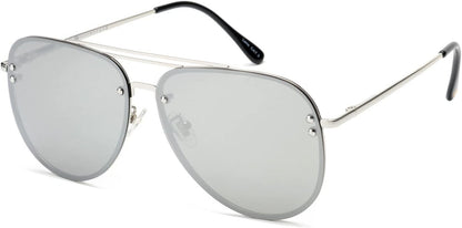 Premium Rimless Oversized Aviator Sunglasses for Women, Polarized PC Lens UV Protection Women’s Shade VF2203