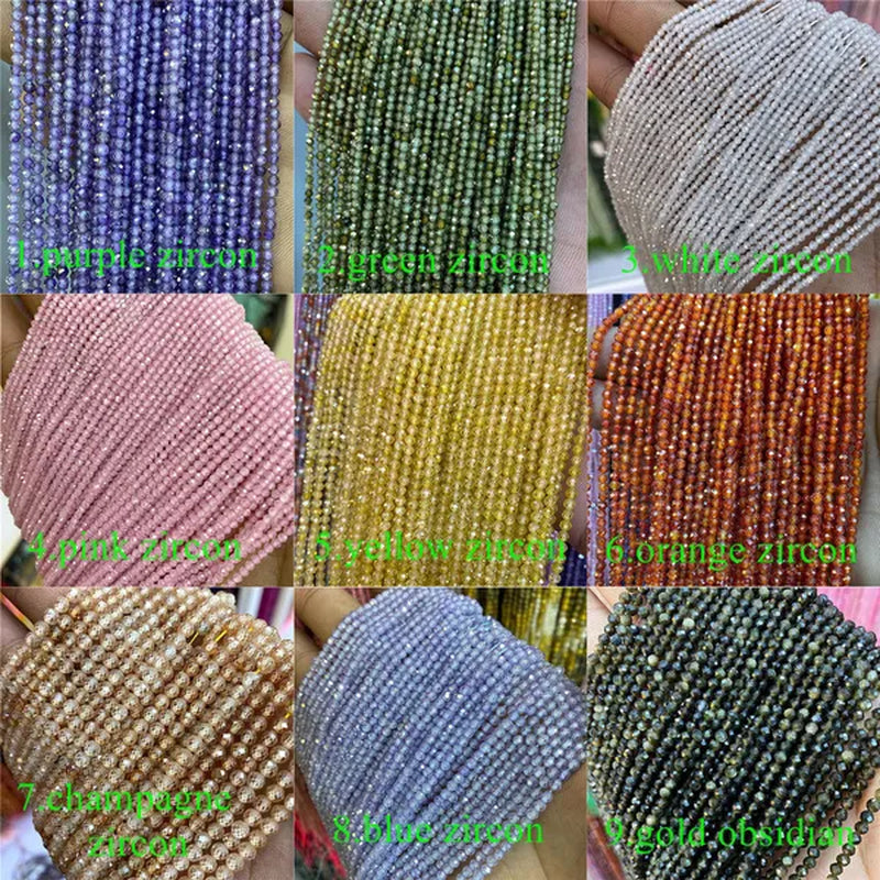 Natural 2 3 4MM Tiny Small Beads Ruby Sapphire Gemstone Beads Faceted Round Loose Beads For DIY Necklace Bracelet Jewelry Making 15.5''