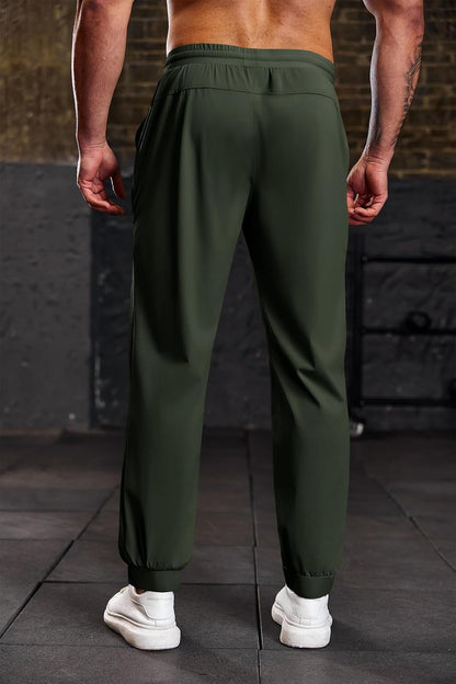 Mens Jogger Pants Workout Athletic Casual Drawstring Elastic Waist Lightweight Sport Running Sweatpants Army Green, Xx-Large