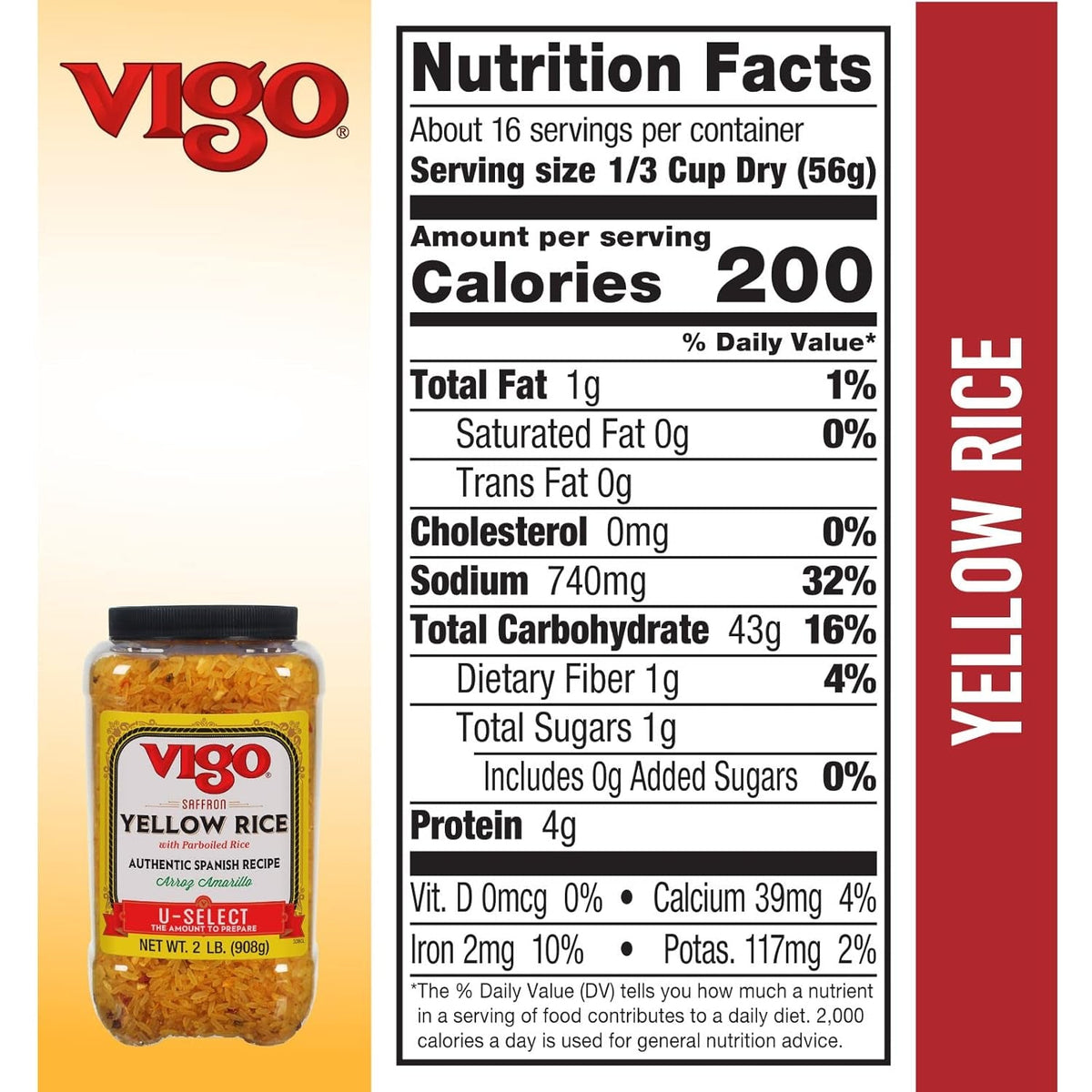 Authentic Saffron Yellow Rice, Low Fat, 2Lb (Pack of 1)