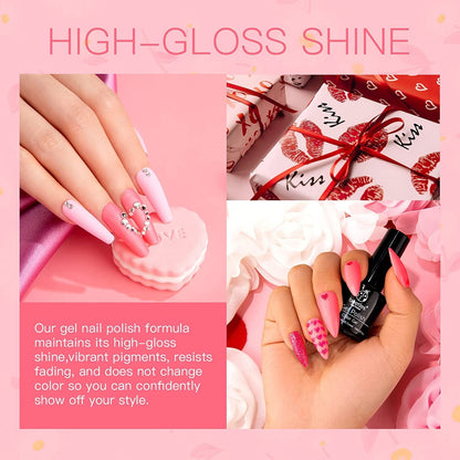Beetles Gel Nail Polish, 6 Colors Nude Pink Rose Red Milky White Gel Polish, Sweetheart Candies Collection Soak Off UV LED Nail Lamp Light Nails Spring Summer Easter Gel Nail