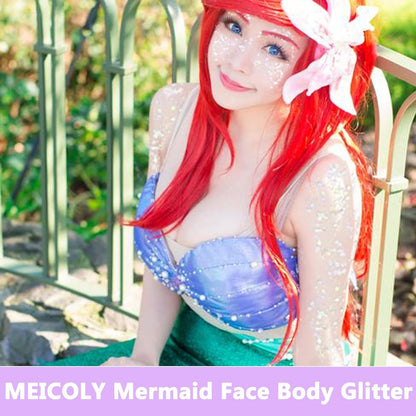 Clear White Body Glitter Gel,Mardi Gras Face Glitter Makeup for Kids Women Girls,Sparkly Chunky Hair Glitter,Singer Concerts Festival Rave Accessories,Mermaid Glitter Face Paint
