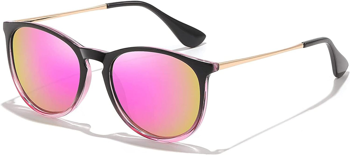 Polarized Sunglasses for Women Men - Trendy 2024 Vintage Classic Retro Round Mirrored Lens Designer Style