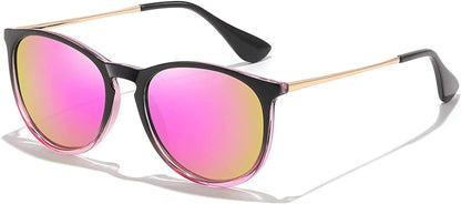 Polarized Sunglasses for Women Men - Trendy 2024 Vintage Classic Retro Round Mirrored Lens Designer Style