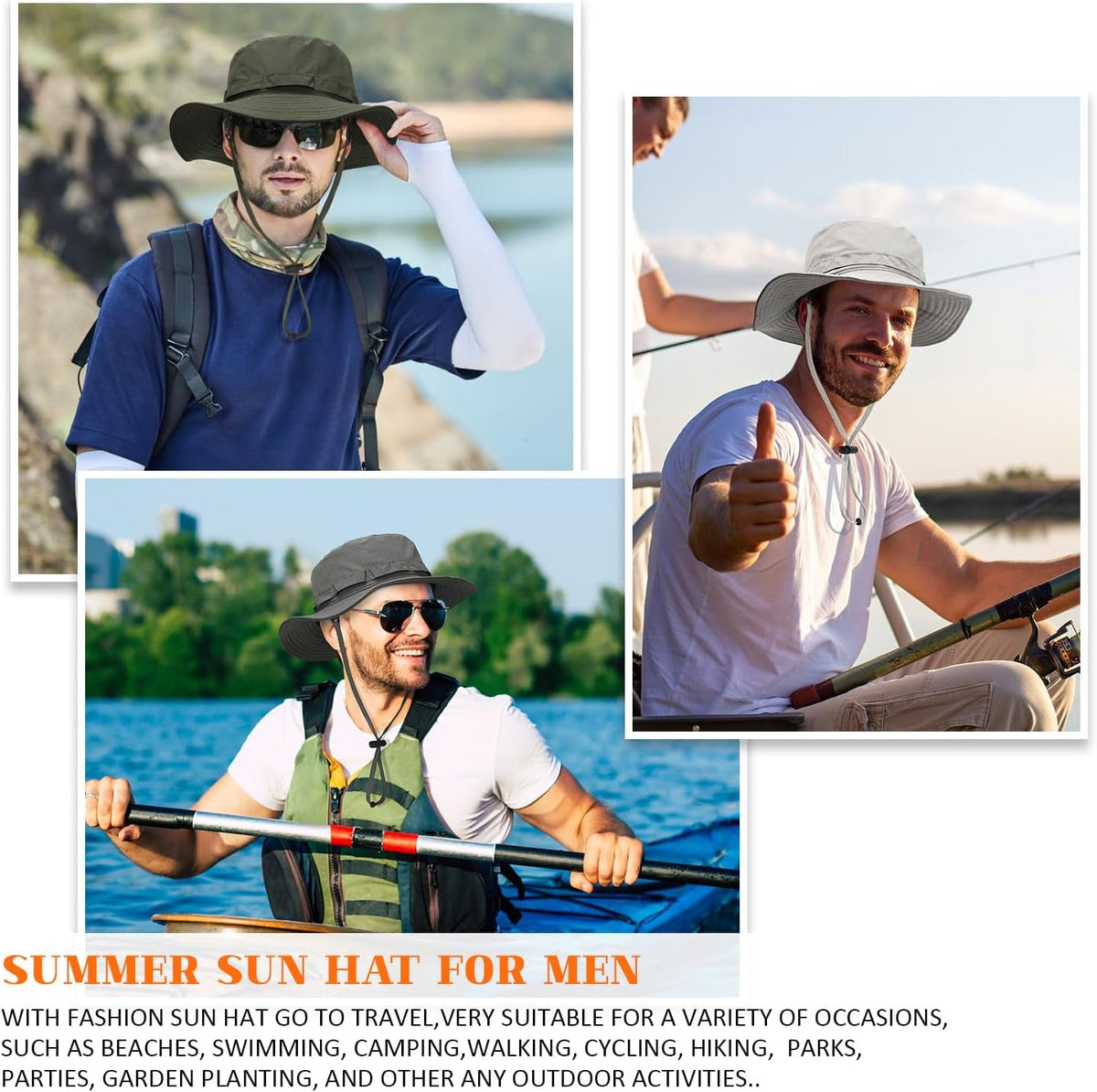 Outdoor Quick-Drying Sun Hat for Men, Summer Man Foldable Sun Protection Wide Brim Sun Hats Bucket Hats Beach Hat UPF 50+