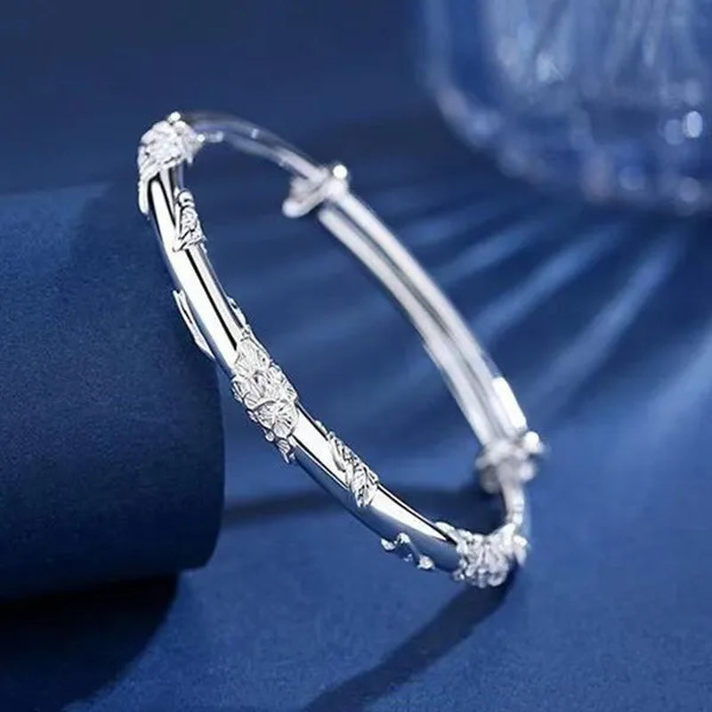 FASHION 925 Sterling Silver Creative Blooming Flowers Bracelets Bangles Cute for Women Fashion Party Wedding Accessories Jewelry