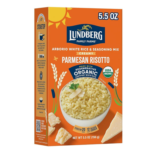 Organic Creamy Parmesan Risotto Seasoned Rice - Regenerative Organic Certified Arborio Rice & Seasoning Mix, Gluten Free, 5.5 Ounce Box