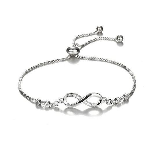 1Pc New Arrival 925 Sterling Silver Charm Bracelet Jewelry  Infinity Eight Crystal Diamond Link Chain Bracelet Ankle Bracelets for Women