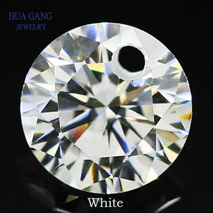 9Mm 50Pcs Single Hole Beads Cubic Zirconia Stones AAAAA Cubic Zirconia Stone Loose DIY Jewelry Beads Zircon with Holes CZ