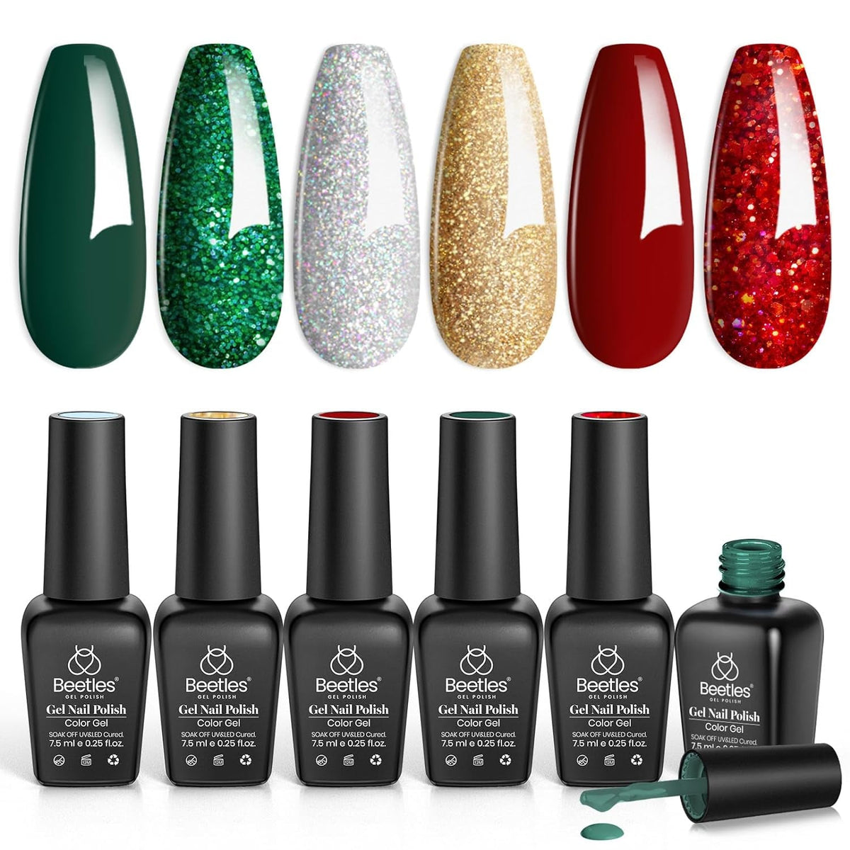 Beetles Gel Nail Polish, 6 Colors Nude Pink Rose Red Milky White Gel Polish, Sweetheart Candies Collection Soak Off UV LED Nail Lamp Light Nails Spring Summer Easter Gel Nail