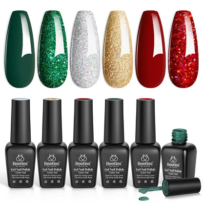 Beetles Gel Nail Polish, 6 Colors Nude Pink Rose Red Milky White Gel Polish, Sweetheart Candies Collection Soak Off UV LED Nail Lamp Light Nails Spring Summer Easter Gel Nail