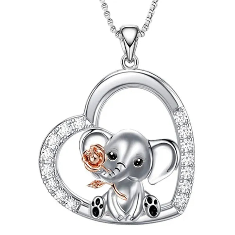 Exquisite Fashion Love Necklace European and American Women Elephant Pendant Necklace New Animal Jewelry Accessories Gift Diamond Necklace Women's Valentine's Day Thanksgiving Anniversary Gift