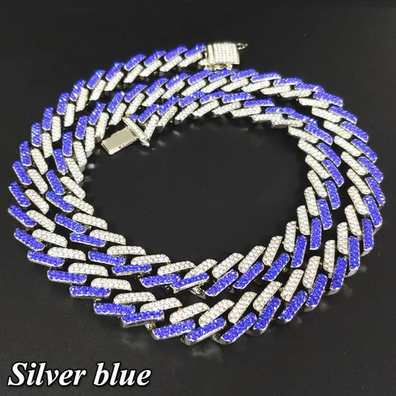 Fashion Men Necklace Diamond Necklace Bracelet Miami Cuban Link Chain Necklace Punk Jewelry Size: 8-30 Inch