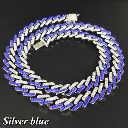 Fashion Men Necklace Diamond Necklace Bracelet Miami Cuban Link Chain Necklace Punk Jewelry Size: 8-30 Inch