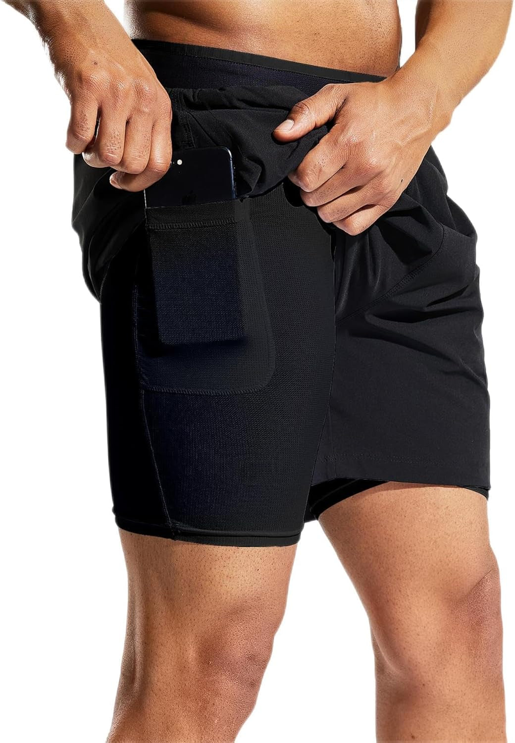 Men'S 2 in 1 Running Shorts with Liner 5" Quick Dry Gym Workout Athletic Shorts with Pockets, Lightweight, Breathable